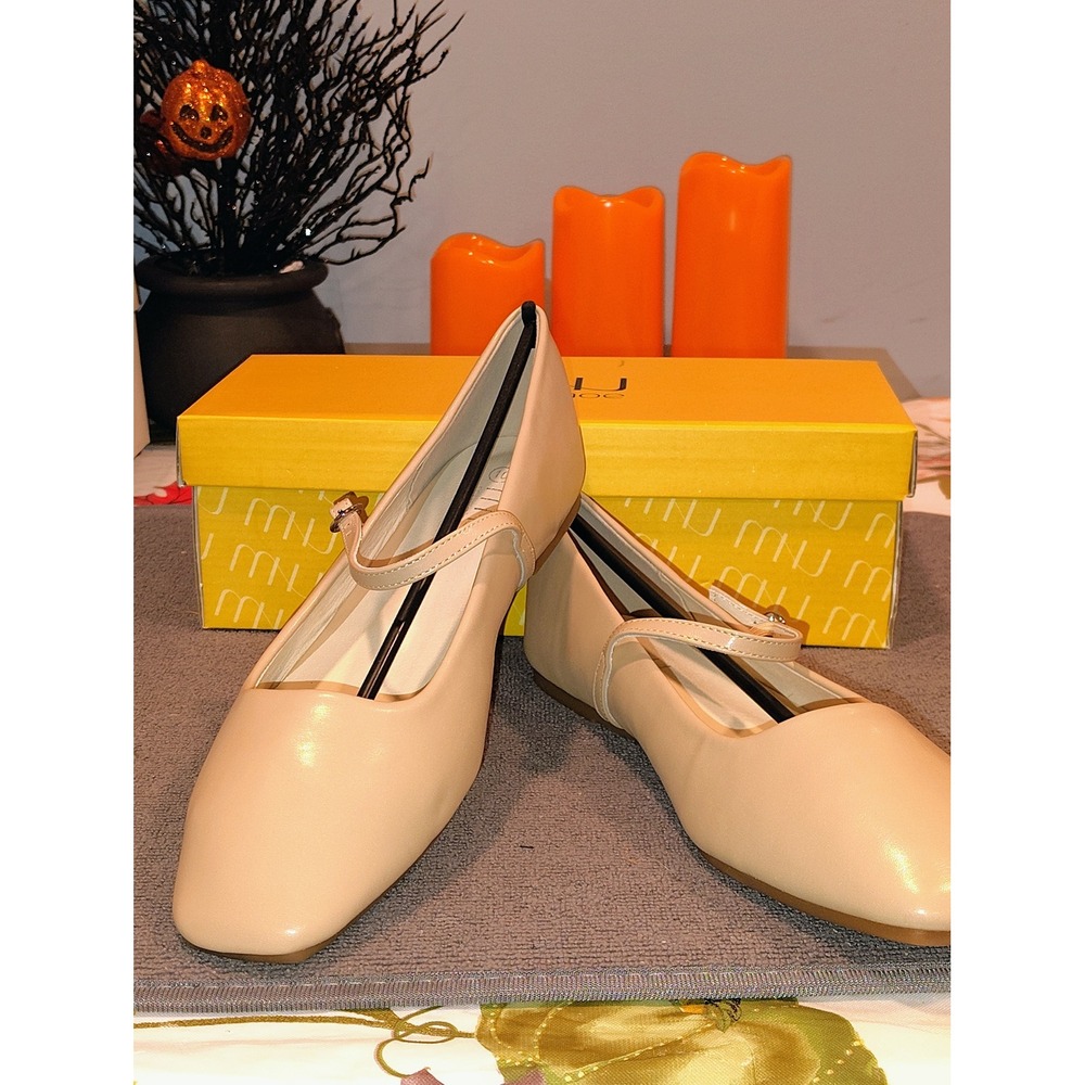 Musshoe Womens Nude Mary Jane Ballet Flats Square Toe Latex Insole Size 10 NEW